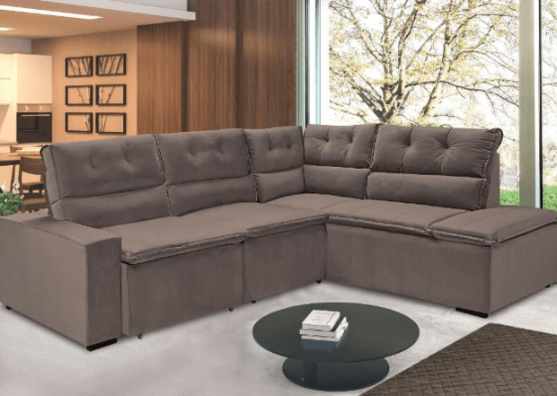 Sofá de canto retrátil e reclinável 4 lugares versatto umaflex Sofa De Canto Retratil E Reclinavel
